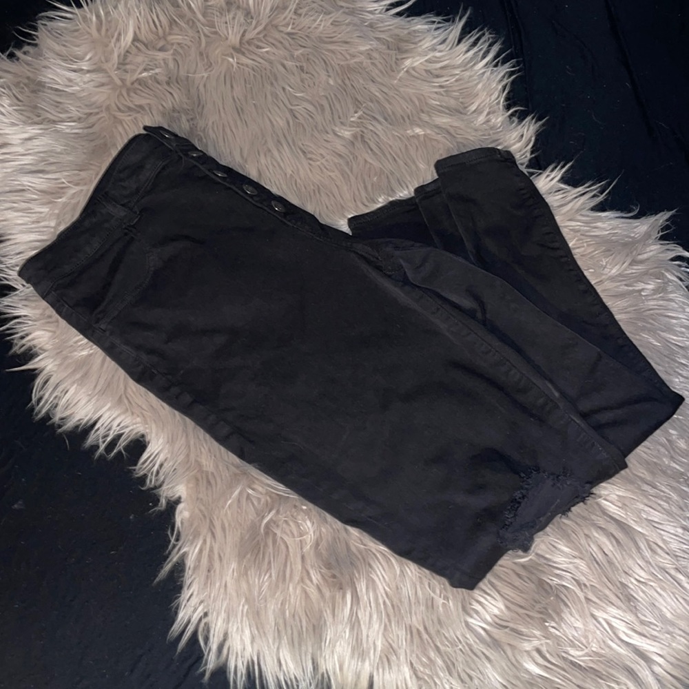 AE Ne(x)t Level Stretch High Waisted Soft Black Destroyed Skinny Jean - Short